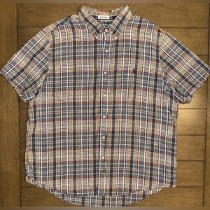 Ralph Lauren Mens 2XL Indian Madras Short Sleeve Button Up Collared Shirt Plaid